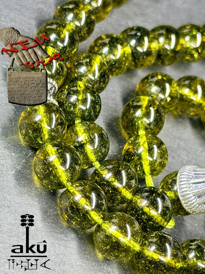 Natürlicher Peridot Tasbih, Edelstein, islamische Misbaha, Herz chakra, 925 Sterling Silbere Quaste