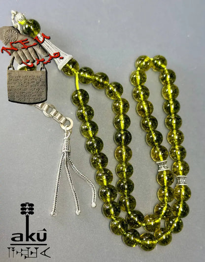 Natürlicher Peridot Tasbih, Edelstein, islamische Misbaha, Herz chakra, 925 Sterling Silbere Quaste