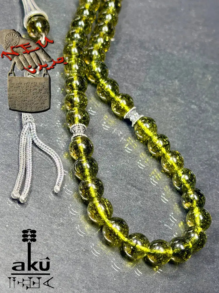 Natürlicher Peridot Tasbih, Edelstein, islamische Misbaha, Herz chakra, 925 Sterling Silbere Quaste