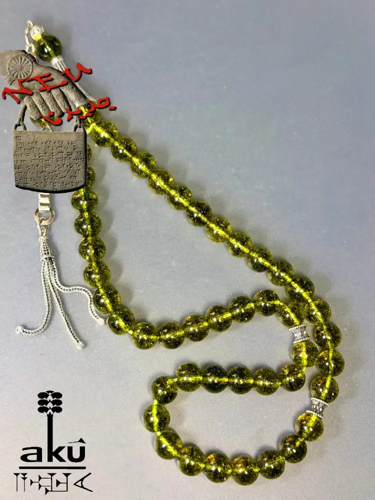 Natürlicher Peridot Tasbih, Edelstein, islamische Misbaha, Herz chakra, 925 Sterling Silbere Quaste