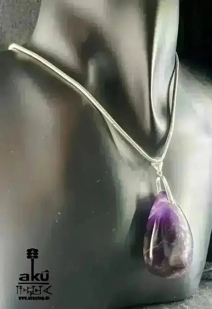 Natürliches Amethyst Halskette, Lili Edelstein, 925er Silber, Kronen & Drittenauge Chakra Heilungsenergie - AkueShop
