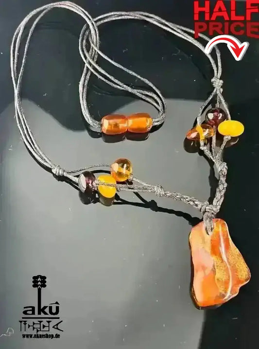 Naturel - Rohes Bernstein - Princess Halskette, 48cm unbehandeltes Ostsee Bernstein, Solar Plexus Chakra, meditation energieكهرب - AkueShop