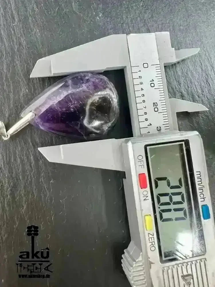 Natürliches Amethyst Halskette, Lili Edelstein, 925er Silber, Kronen & Drittenauge Chakra Heilungsenergie - AkueShop