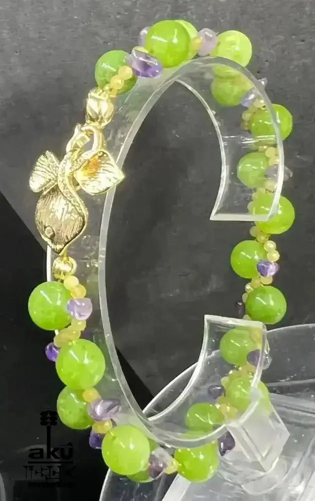 Peridot Amethyst Citrin Armband, natürlichen Edelsteinen vegoldete Schmuck, chakrenenergie - AkueShop