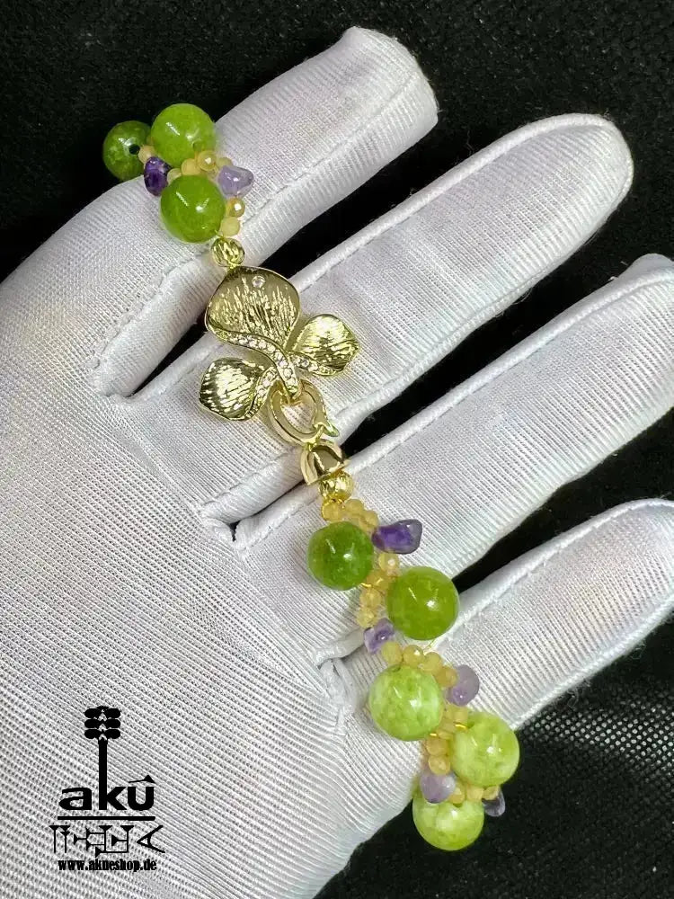 Peridot Amethyst Citrin Armband, natürlichen Edelsteinen vegoldete Schmuck, chakrenenergie - AkueShop