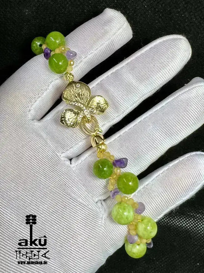 Peridot Amethyst Citrin Armband, natürlichen Edelsteinen vegoldete Schmuck, chakrenenergie - AkueShop