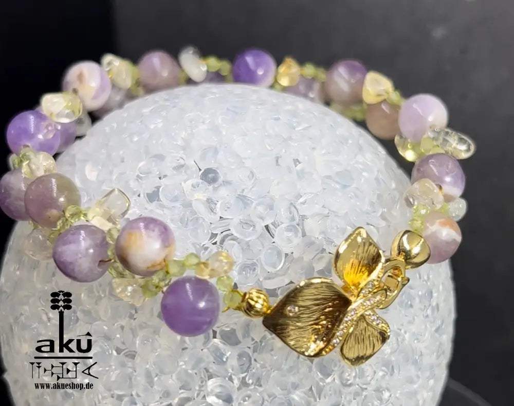 Amethyst peridot citrin bracelet armband gold plated vergoldet78