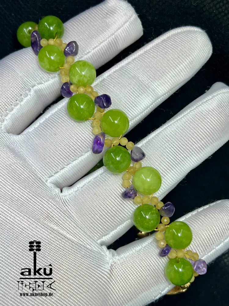 Amethyst peridot citrin bracelet armband gold plated vergoldet78