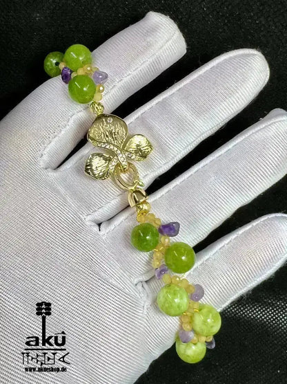 Peridot Amethyst Citrin Armband, natürlichen Edelsteinen vegoldete Schmuck, chakrenenergie - AkueShop