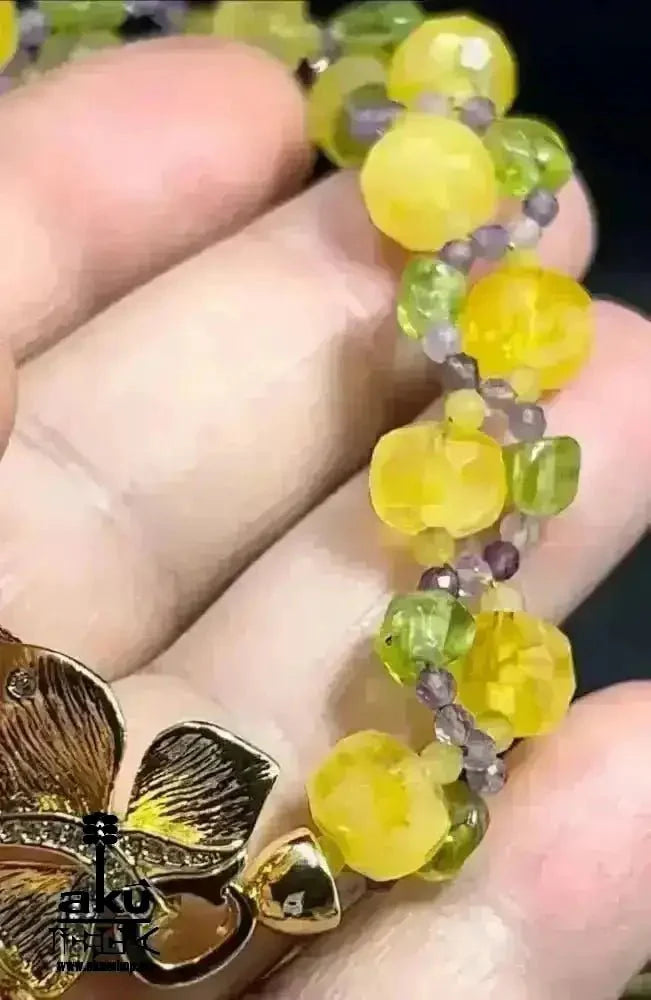 Peridot Amethyst Citrin Armband, natürlichen Edelsteinen vegoldete Schmuck, chakrenenergie - AkueShop