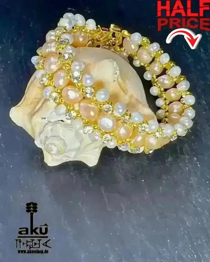 Perlen Armband, Bling Bling Band, party - Schmuck, Kronnen und Herz Chakras vergoldet - AkueShop