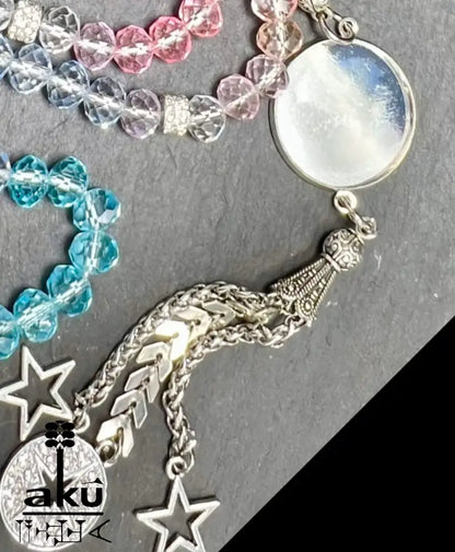 Personalisierte Tasbih mit Foto-Medaillon Kristallperlen Gebetskette Geschenk zu Ramadan & Eid Tasbih