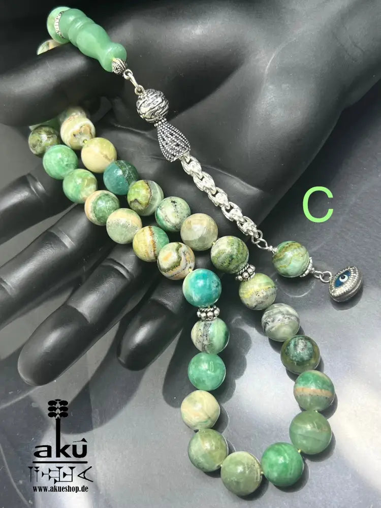 Phoenix Jade Tasbih Islamisches Eid-Geschenk 925 Silber Quaste Herzchakra-Energie Tasbih