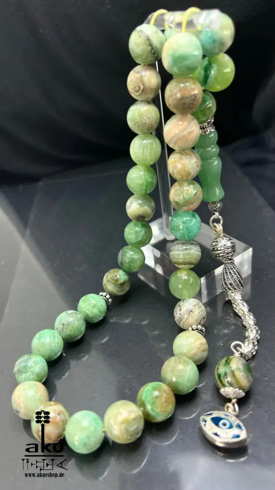 Phoenix Jade Tasbih Islamisches Eid-Geschenk 925 Silber Quaste Herzchakra-Energie, riesige Misbaha, Muslimmsche Schmuck, Sibha, AkueShop, boseaugeschutz