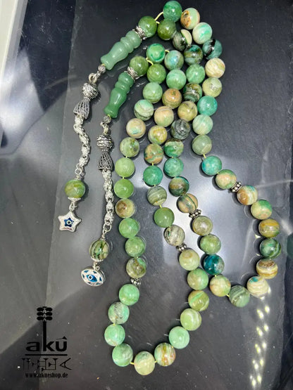 Phoenix Jade Tasbih Islamisches Eid-Geschenk 925 Silber Quaste Herzchakra-Energie, riesige Misbaha, Muslimmsche Schmuck, Sibha, AkueShop, boseaugeschutz