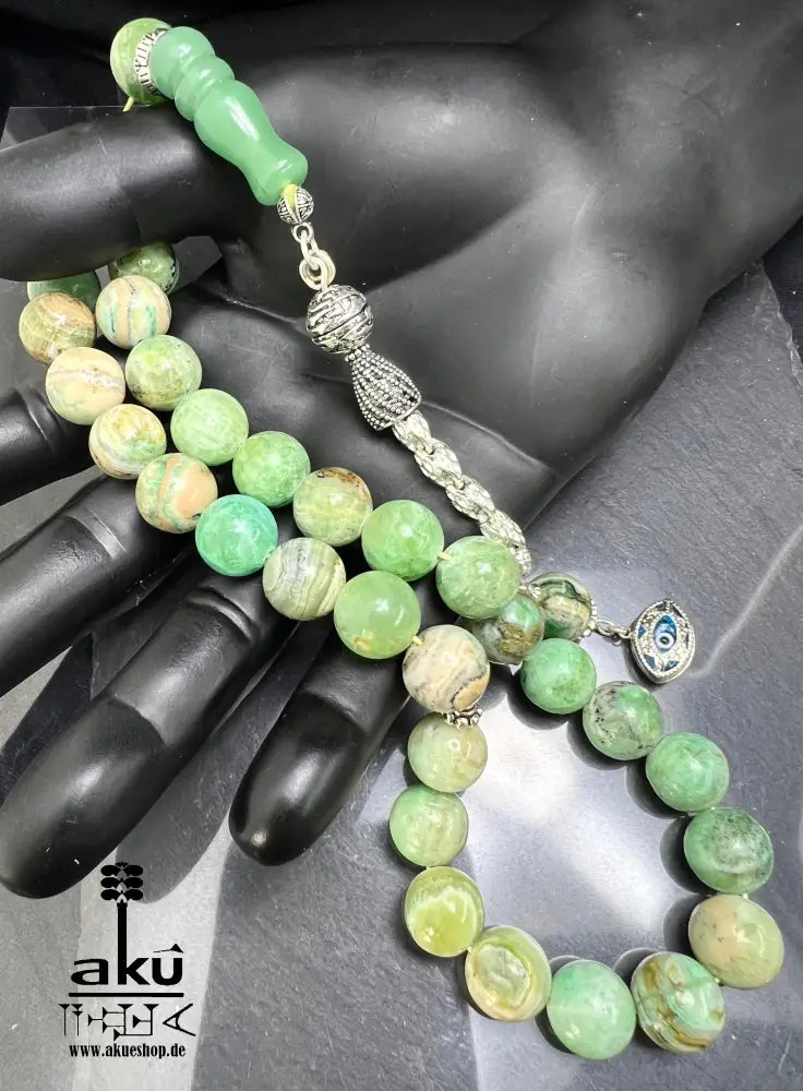 Phoenix Jade Tasbih Islamisches Eid-Geschenk 925 Silber Quaste Herzchakra-Energie, riesige Misbaha, Muslimmsche Schmuck, Sibha, AkueShop, boseaugeschutz
