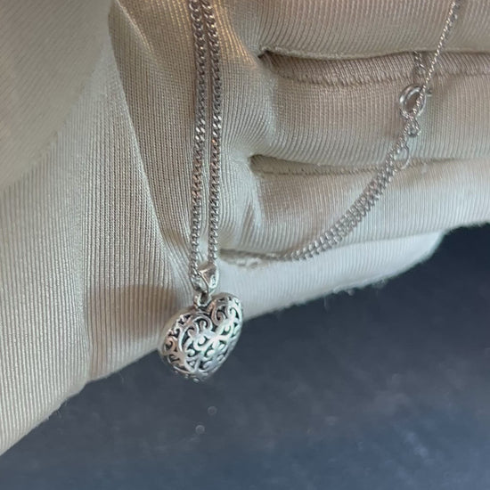 Herz Halskette, Vintage 925er Silber, Valentinstage Geschenke LIEBE trend.