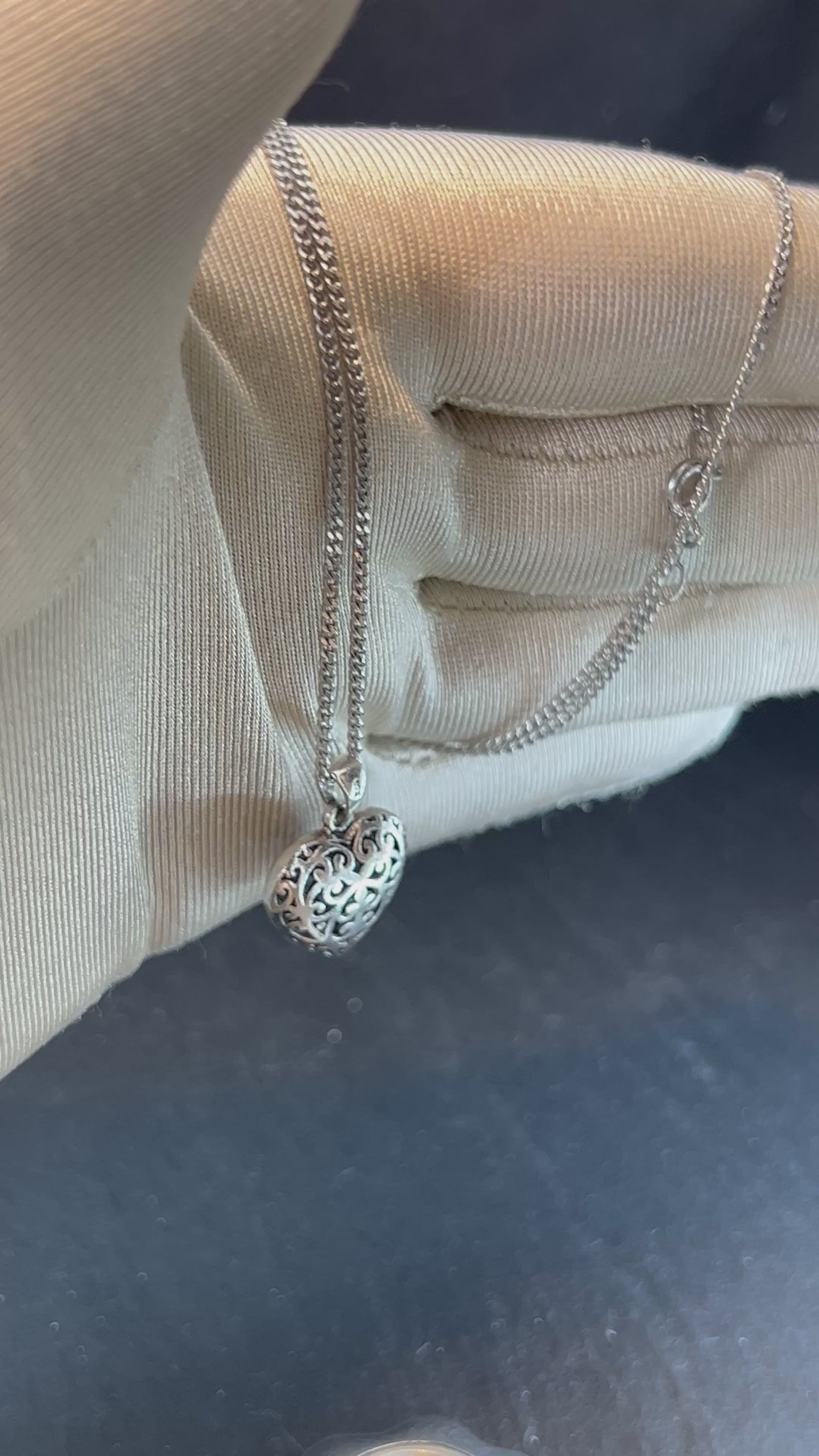 Herz Halskette, Vintage 925er Silber, Valentinstage Geschenke LIEBE trend.