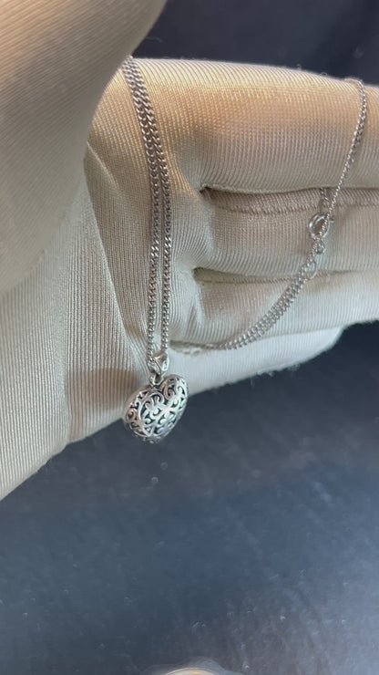 Herz Halskette, Vintage 925er Silber, Valentinstage Geschenke LIEBE trend.