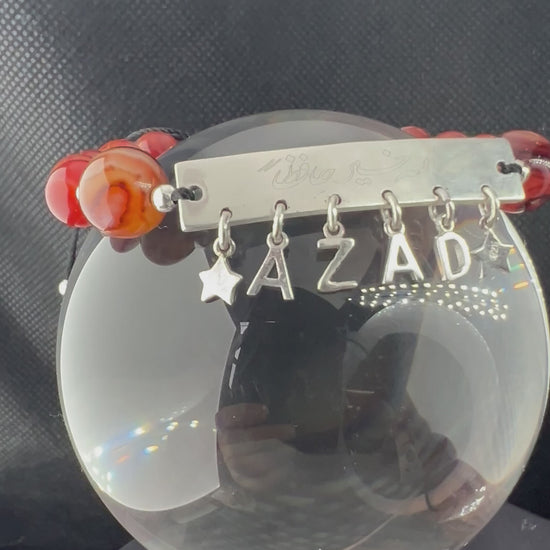 925 Silber Damen Achates Armband Buchstaben Geschenk Natürliche Edelsteine Islamisch Sakrale