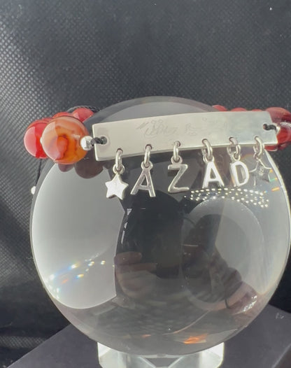 925 Silber Damen Achates Armband Buchstaben Geschenk Natürliche Edelsteine Islamisch Sakrale