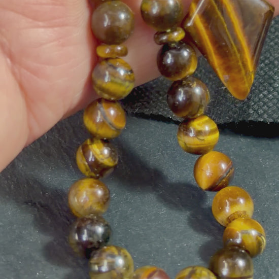 Tigerauge Tasbih, natuerliches Stein, islamisches Misbaha, goldene Quaste