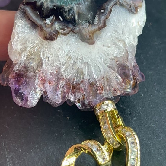 Hochqualität  A+++ Amethyst Halskette, natürlicher roh Edelstein Schmuck, Kronen und Dritteauge Chakras für Meditationsenergie.