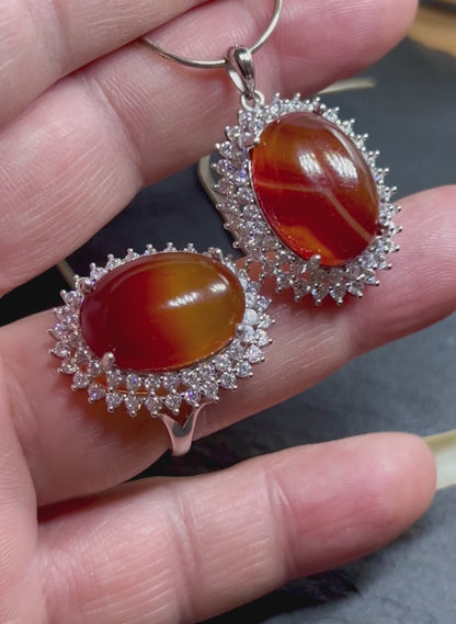 Jemenitisches Naturalist-Set in 925er Silber, Verstellbarer Ring & Anhänger
