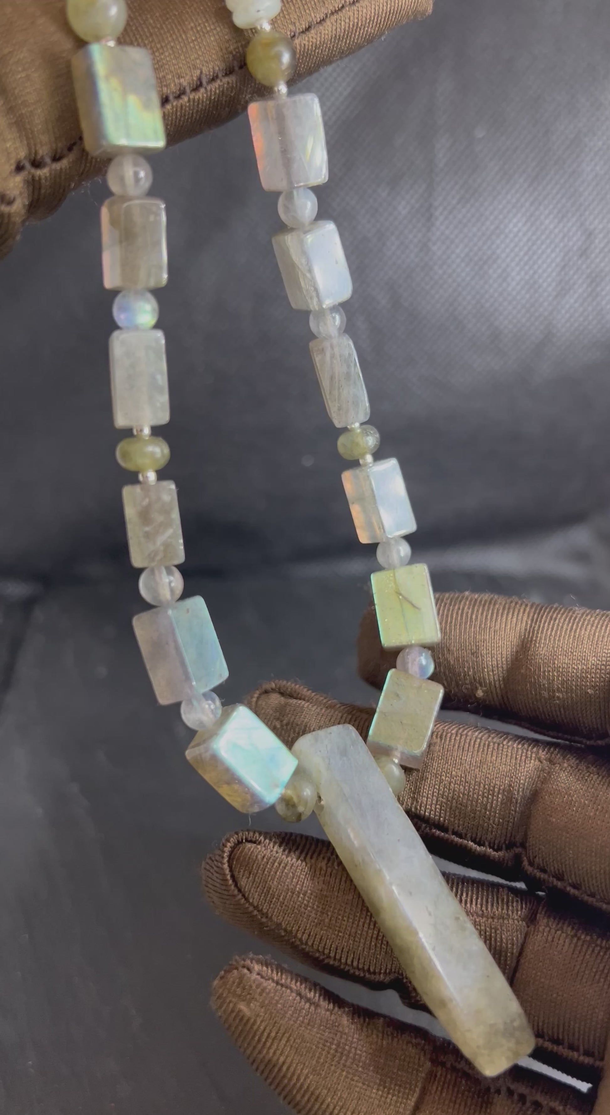Rainbow A+++ Labradorit Halskette, Feuer Edelstein Schmuck, Dritteauge Chakra für Meditationsenergie.