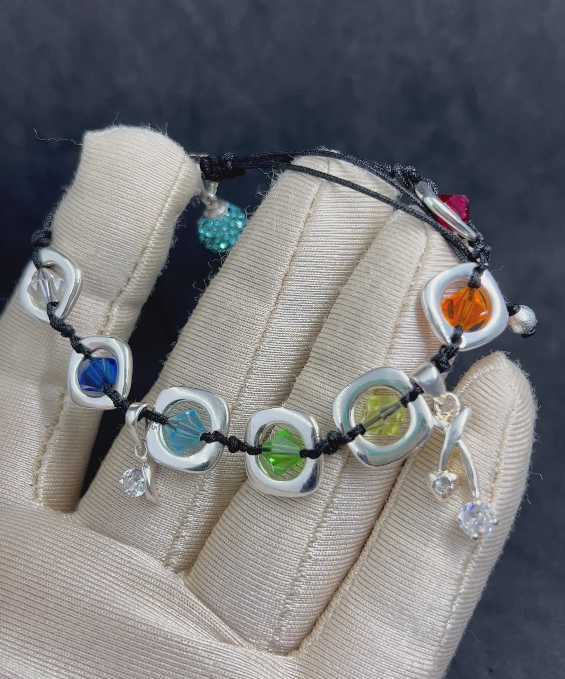 Handgefertigtes Makramee-Armband, 925er Silber, 7 Chakren-Kristallen, spirituelle Heilung, energetisches Gleichgewicht, Verstellbare Größe
