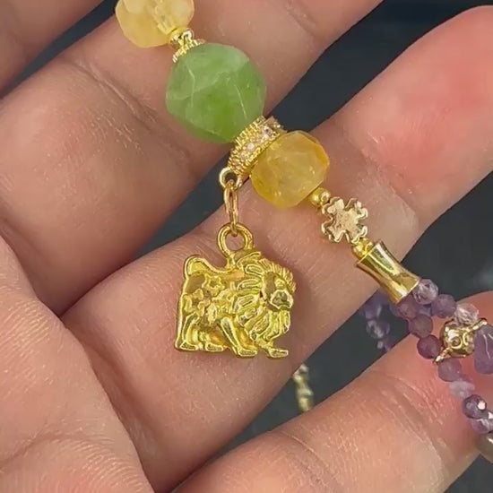 Leo Armband Glücksteine Energieanhänger Natürliche Edelsteine Reiki-Meditationsenergie .