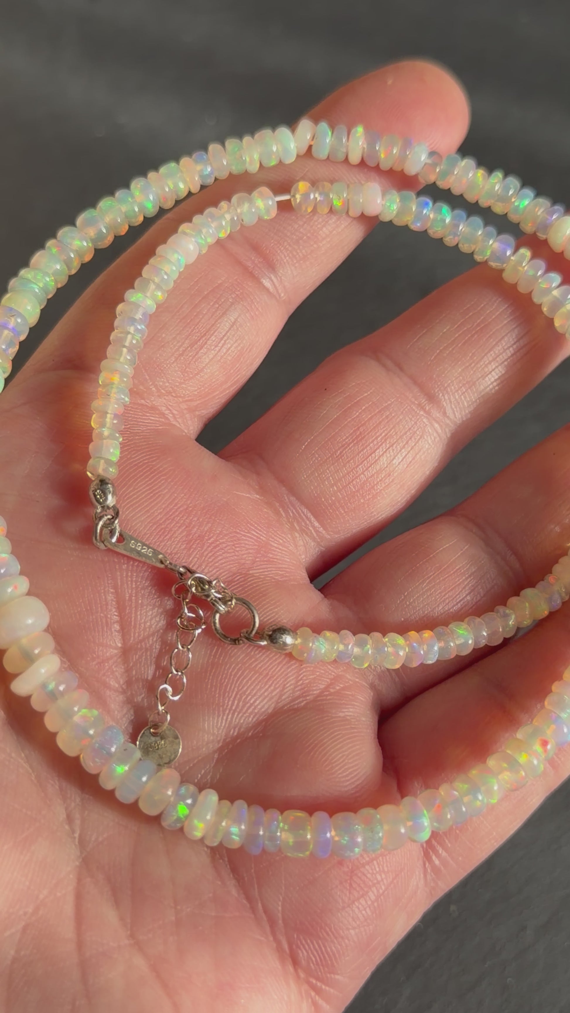 Opal Kette, 925er Silber