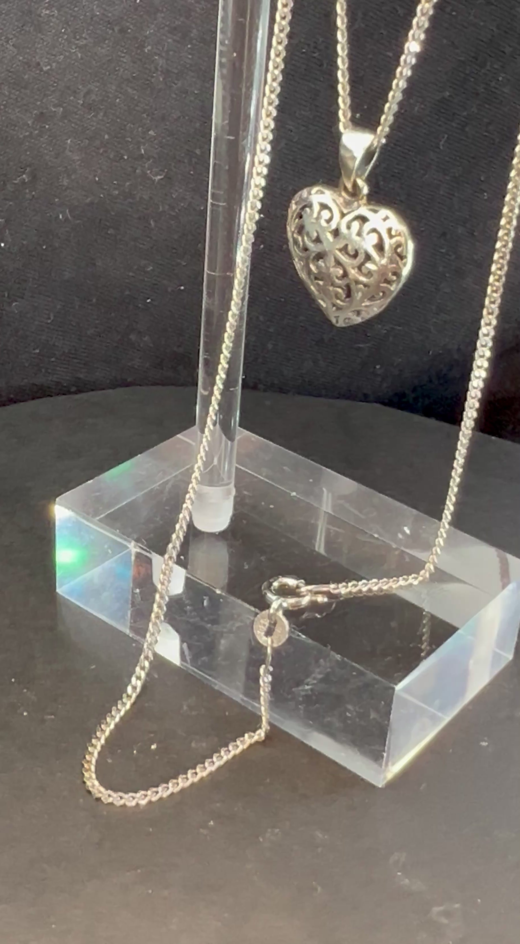 Herz Halskette, Vintage 925er Silber, Valentinstage Geschenke LIEBE trend.