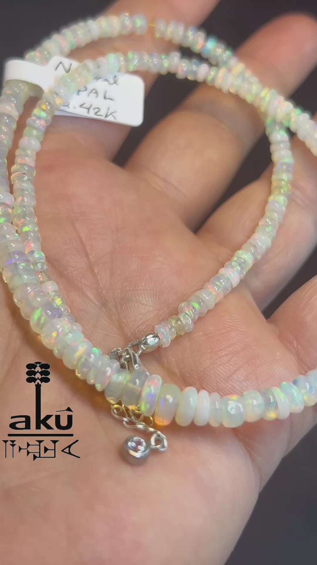 Natürliche Opal Halskette äthiopischer Vollfeuer Opal 7 mm Regenbogen Farbspiel