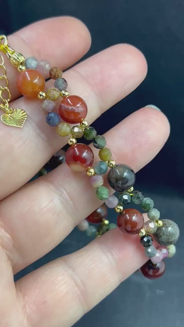 Damen Achat Armband Geschenk natürliche Edelsteine sakrale Wurzelchakren, Meditationsenergie - AkueShop