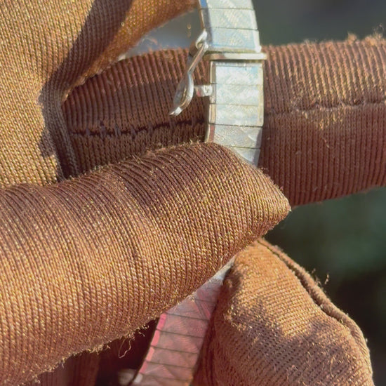 1980er Vintage Streifenarmband, 835er Silber, sicherer Verschluss