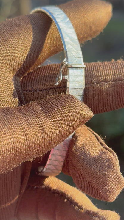 1980er Vintage Streifenarmband, 835er Silber, sicherer Verschluss