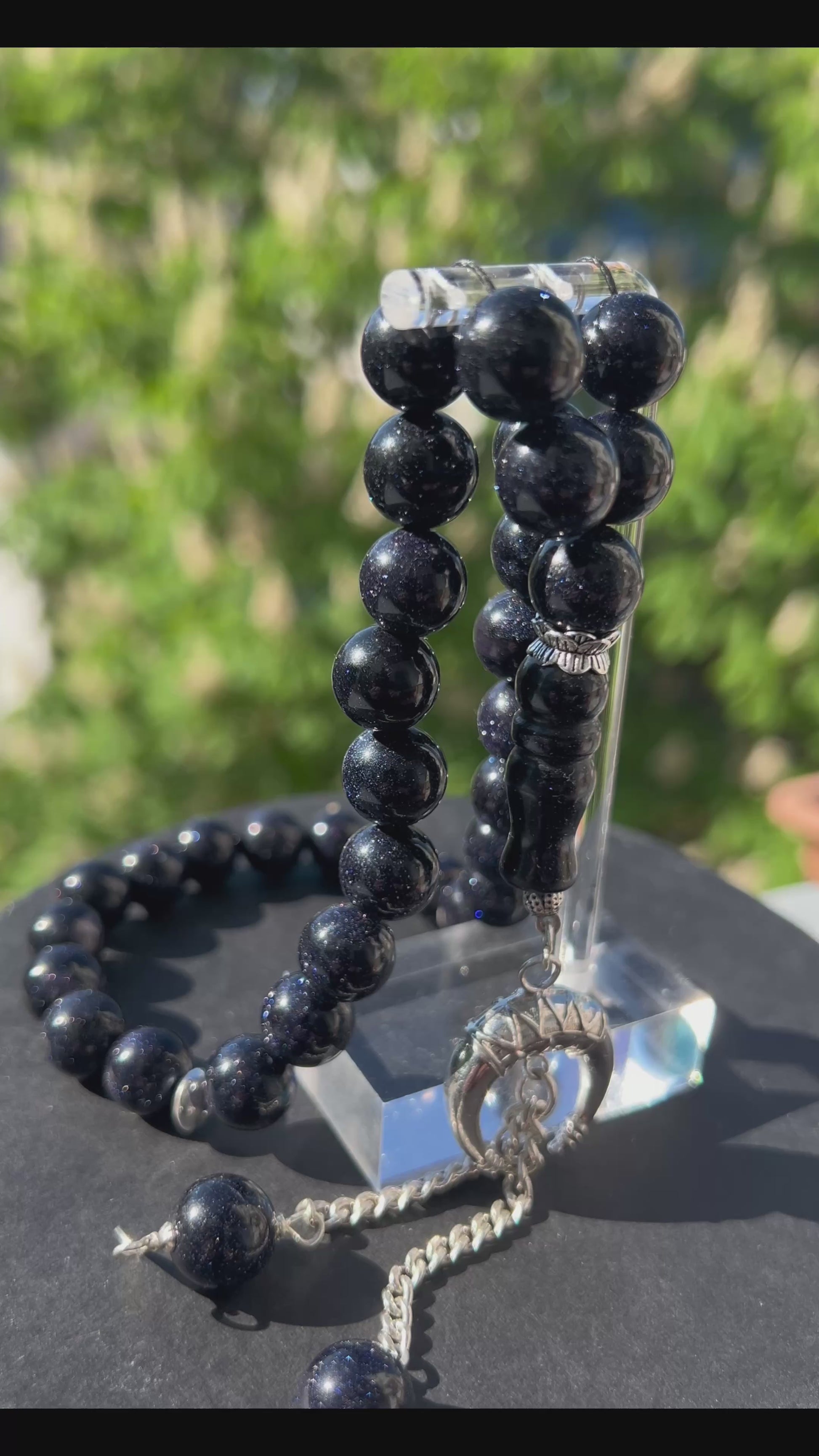 Blau Sandstein Tasbih 33 Islamisches Geschenk 925er Silber Quaste Tesbih, islamische misbaha, AkueShop