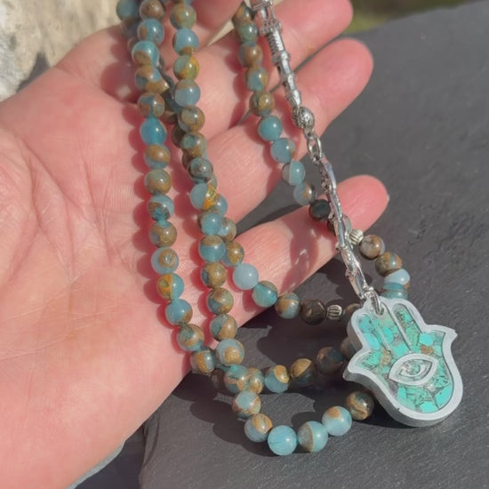 Konstrurierte Steinen, Blaue Tasbih, 99 Perlen Tesbih