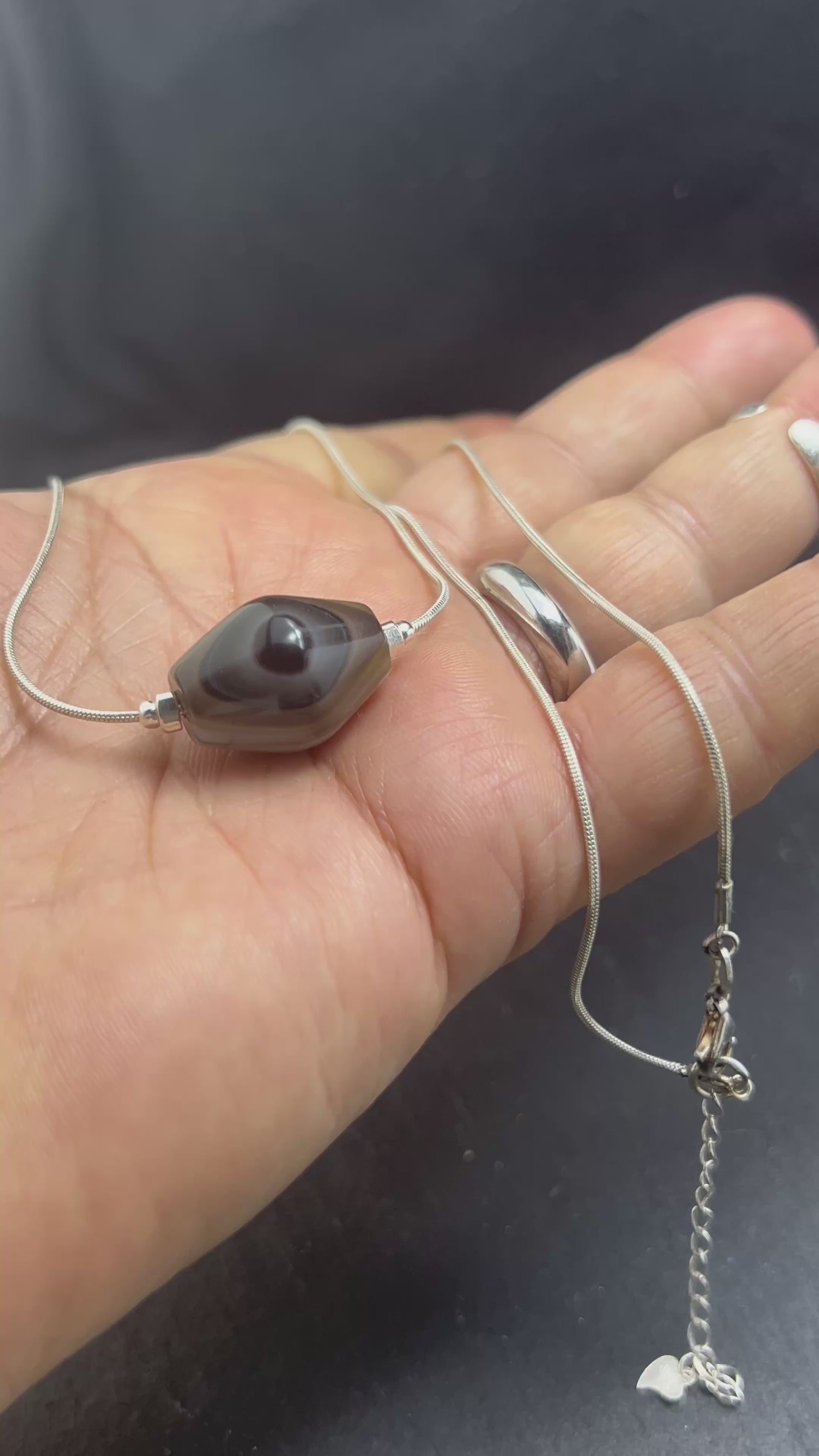 Sulemani Akik Halskette natürlich Hakik Achat Aqeeq schmuck 925er Silbere Schlangekette. AkueShop mutterstag geschenk