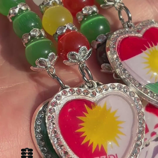 Fahne Handy Kette, Glänzende Herzanhänger mit Flagge