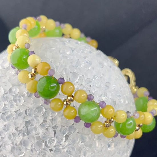 LÖWE Peridot Bernstein Amethyst Armband, vergoldet Schmuck, natürliche Edelsteine, kahribar, Chakren Heilungsenergie.