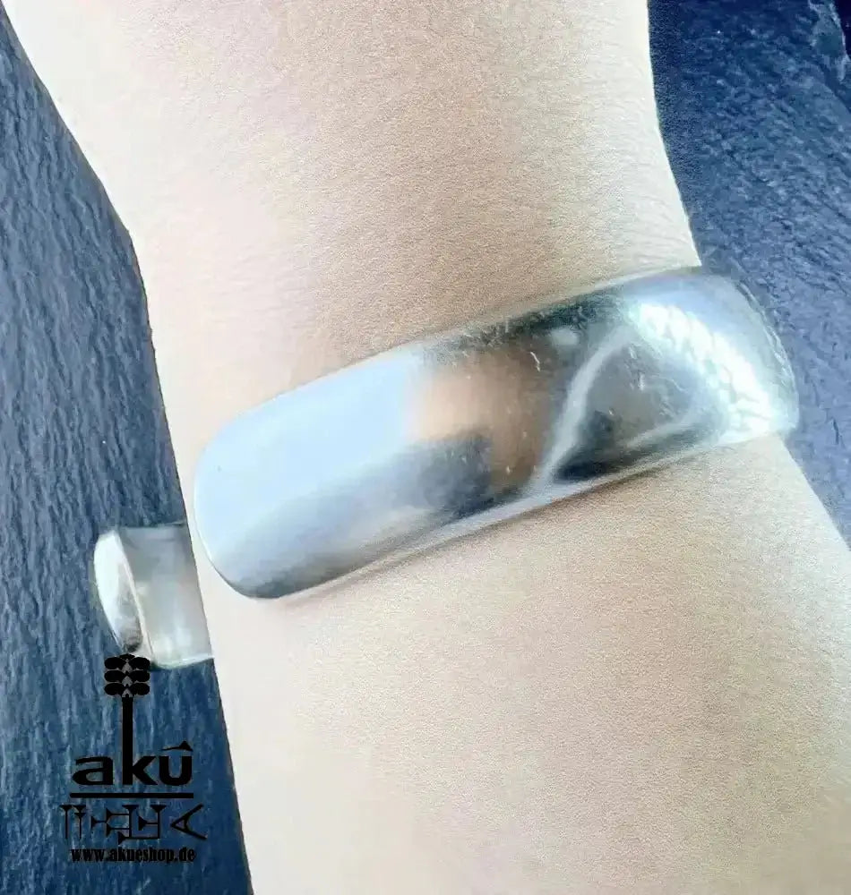 Quinn 925 Sterling Silber Modernist, breites Manschettenarmband, Vintage 1970er Jahre Armreif - AkueShop