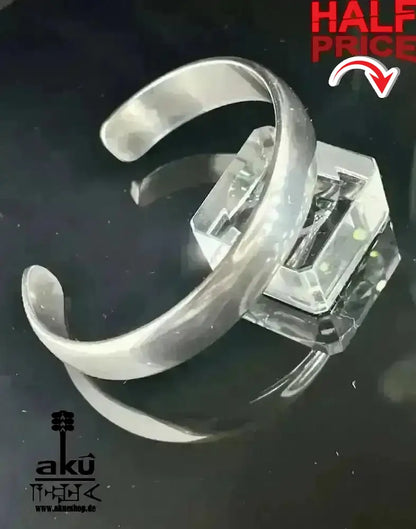 Quinn 925 Sterling Silber Modernist, breites Manschettenarmband, Vintage 1970er Jahre Armreif - AkueShop