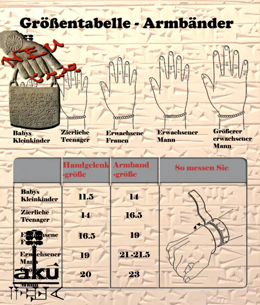 Größtabelle Armbänder, AkueShop produkte
