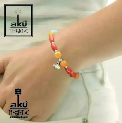 Rotes Koralle Sonnenstein Apatit Edelsteine Armband, natürliche Glücksedelsteine, Positiveenergie - AkueShop