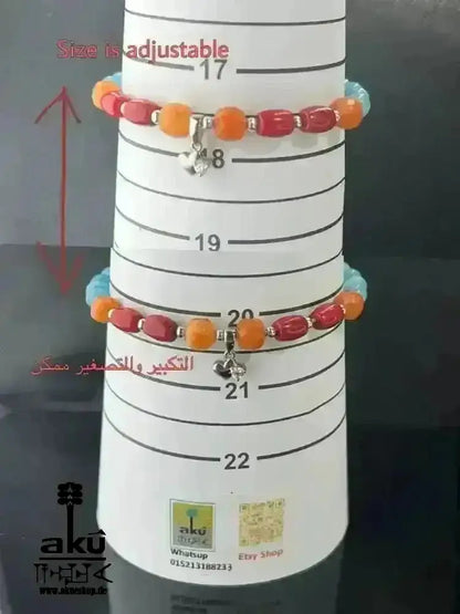 Rotes Koralle Sonnenstein Apatit Edelsteine Armband, natürliche Glücksedelsteine, Positiveenergie - AkueShop