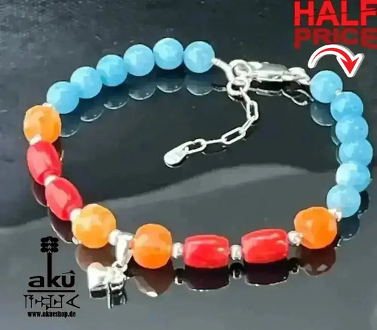 Rotes Koralle Sonnenstein Apatit Edelsteine Armband, natürliche Glücksedelsteine, Positiveenergie - AkueShop