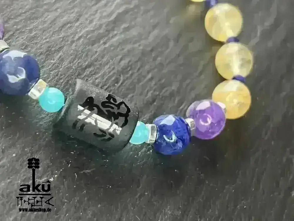Schütze Sternzeichen Glückskristalle Armband Edelsteine Citrin Lapislazuli Amethyst Sodalith, Türkis, Topas - AkueShop