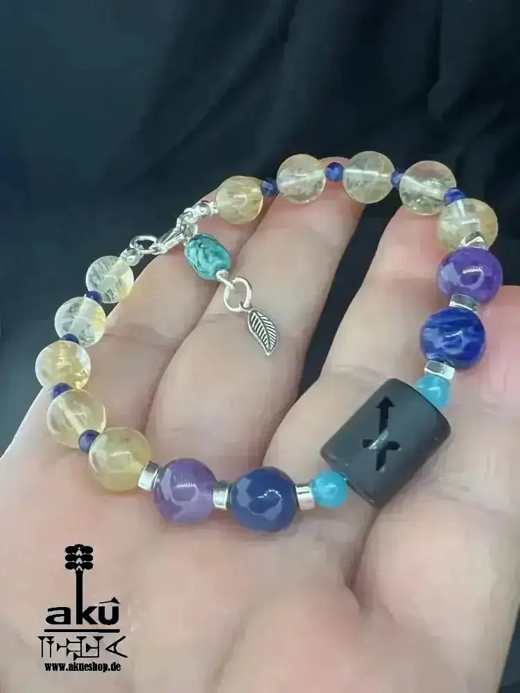 Schütze Sternzeichen Glückskristalle Armband Edelsteine Citrin Lapislazuli Amethyst Sodalith, Türkis, Topas - AkueShop